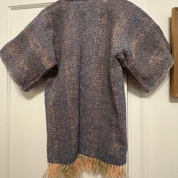 Boho Handwoven Peruvian Sweater – Geometric Pattern & Fringe - Picture 4 of 4